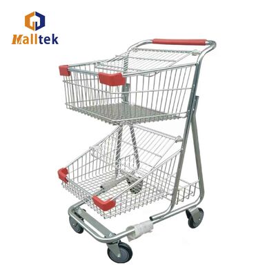 Hot Sale 2 Layer Supermarket Shopping Trolley For Grocery 100KG Loading