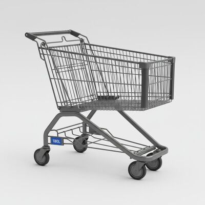 60 X 35 X 40 Cm Supermarket Shopping Trolley Featuring Power Coated Surface and 180L Volume Perfect for Store Logistics