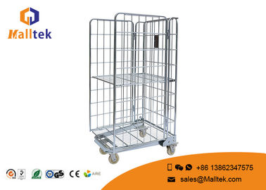 4 Side Cargo Steel Wire Mesh Container Roll Cage Trolley For Storage Use