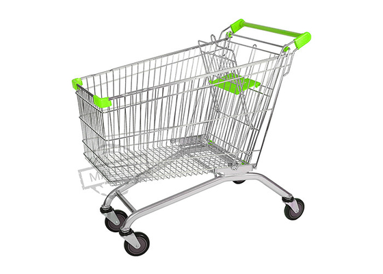 210L Supermarket Shopping Trolley Cart With 4 Wheel