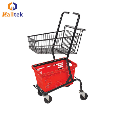 Double Layers Supermarket Shopping Trolley For Grocery 100KG Loading