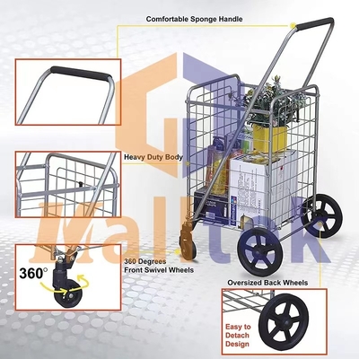 EVA Wheel Steel Folding Supermarket Trolley Cart Q235 Steel For Shopping