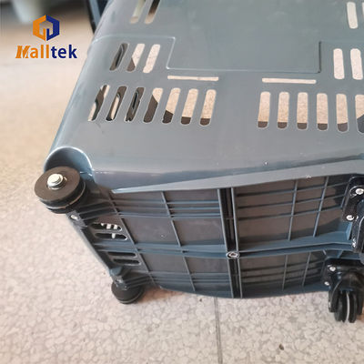 55L Shopping Mall Rolling Baskets With 4 Wheels For Retail Stores