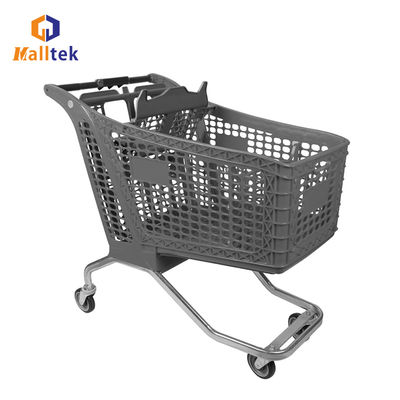 180L Half Plastic Supermarket Shopping Trolley With Metal Base Feet For Supermartket