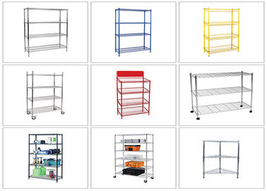 Customized Color Chrome Wire Rack Shelving Easy To Assemble With Wheels