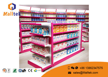 Double Sided Supermarket Gondola Shelving Modular Flexible With End Shelves
