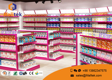 Double Sided Supermarket Gondola Shelving Modular Flexible With End Shelves