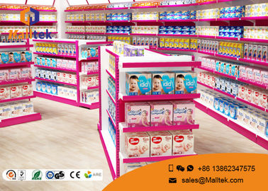 Double Sided Supermarket Gondola Shelving Modular Flexible With End Shelves