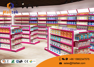 Double Sided Supermarket Gondola Shelving Modular Flexible With End Shelves