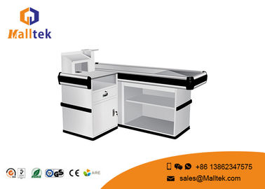L Type Supermarket Checkout Counter Silver Supermarket Cashier Counter