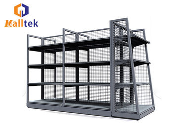 Heavy Duty Cold Rolled Steel Gondola Display Rack Grocery Store Shelf In Black