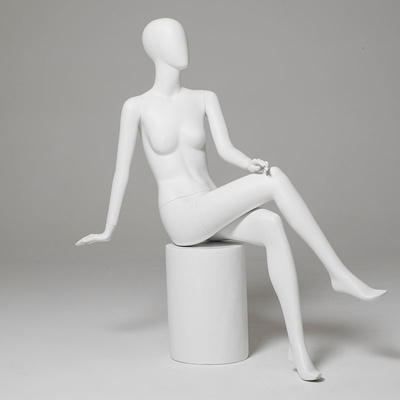 Fiberglass Full Body Women Mannequin Matte White Displaying Clothes