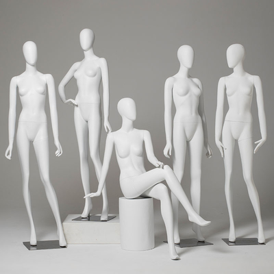 Fiberglass Full Body Women Mannequin Matte White Displaying Clothes